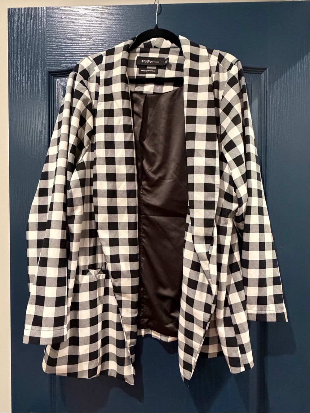 torrid Black & White Gingham Open Blazer